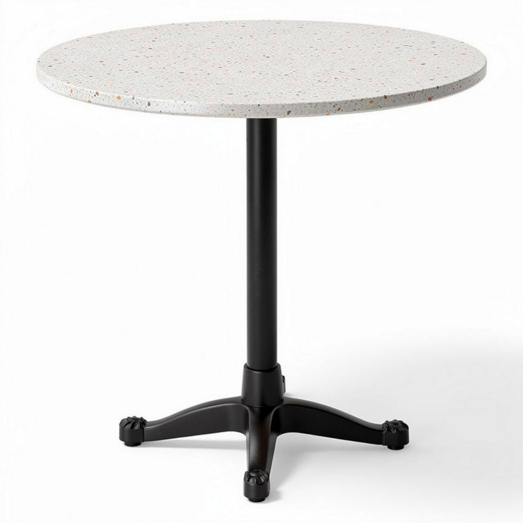 Ronde tafel van terrazzo met een zwart metalen onderstel 80 x 80 x 75cm