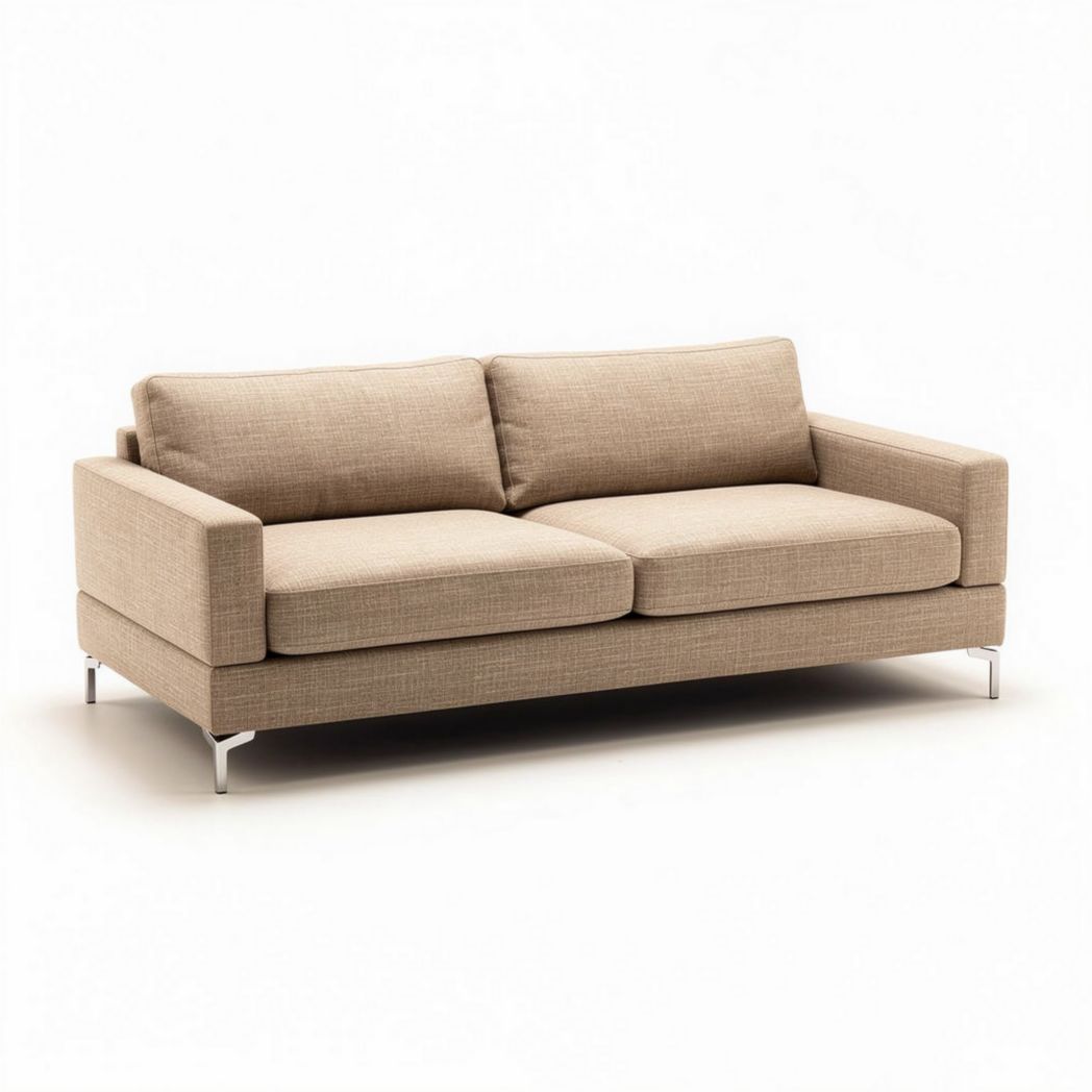Bank van stof met metalen poten 200 x 90 x 85 cm beige multifunctioneel