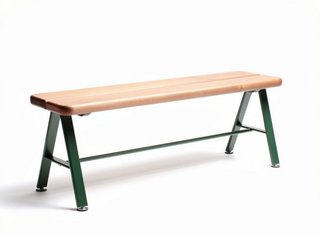 Houten bank met stalen frame voor binnen en buiten 150 x 40 x 45cm