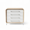 Ladenkast van hout en metaal met vier lades 60 x 40 x 45cm in wit en naturel