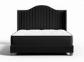 Bed 200 x 160 x 120 cm met zwart gestreept hoofdbord en opbergfunctie