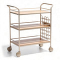 Metaal en hout serveertrolley met wielen 80 x 40 x 85 cm goudkleurig