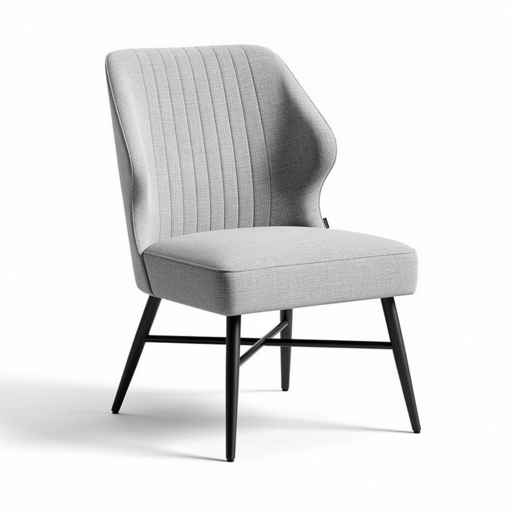 Stoel met grijze stof bekleding en metalen poten 50 x 55 x 80cm