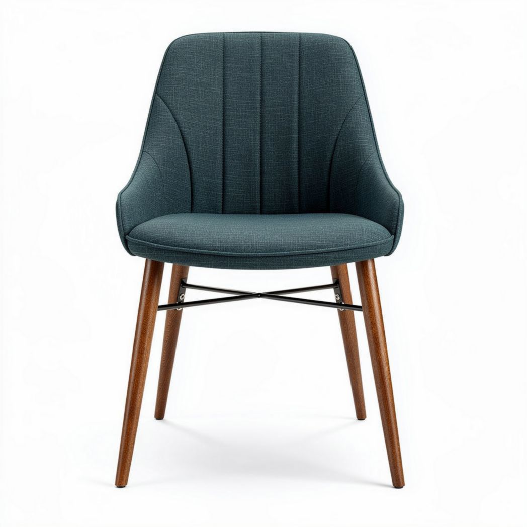 Stoel met stoffen bekleding in donkerblauw en houten poten 50 x 50 x 80cm
