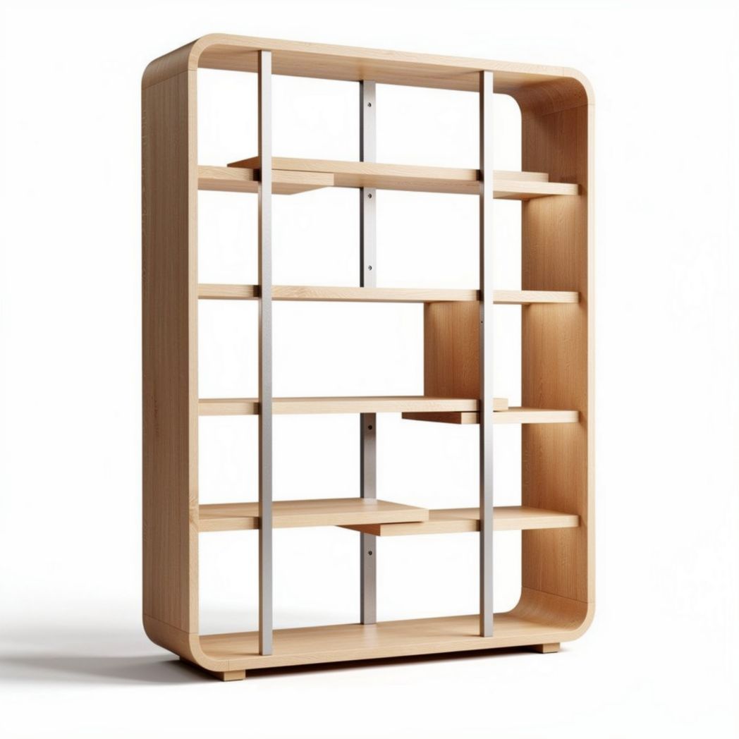 Boekenkast van bamboe met metalen details 120 x 30 x 180 cm